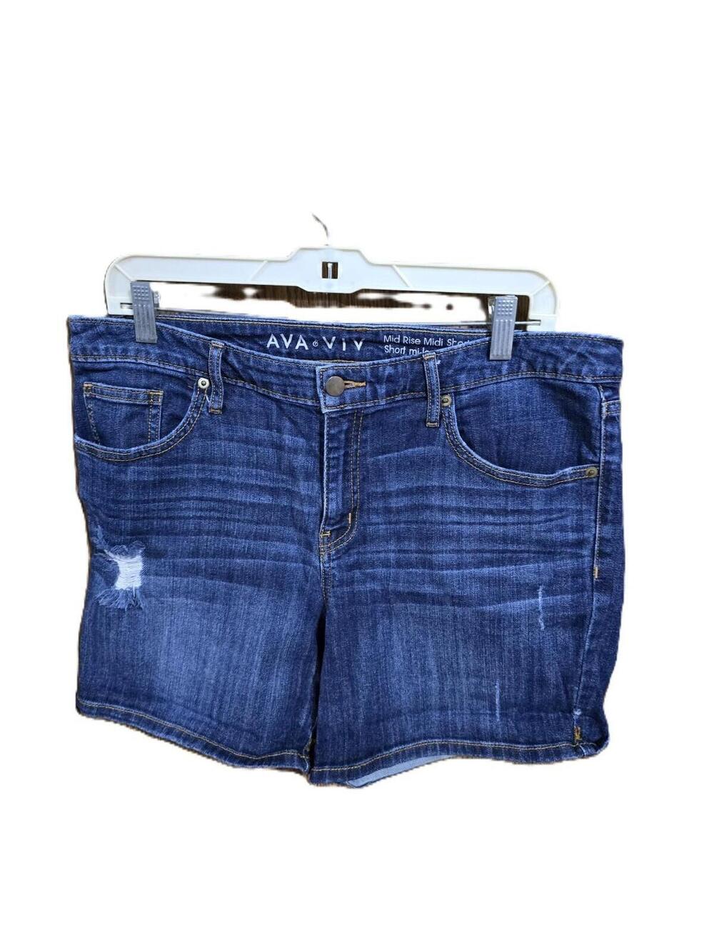 Ava & Viv Mid Rise Midi Shorts Distressed Size 14W